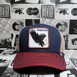 Authentic Goorin Bros The Freedom Eagle Trucker Blue Red Hat (NWT)